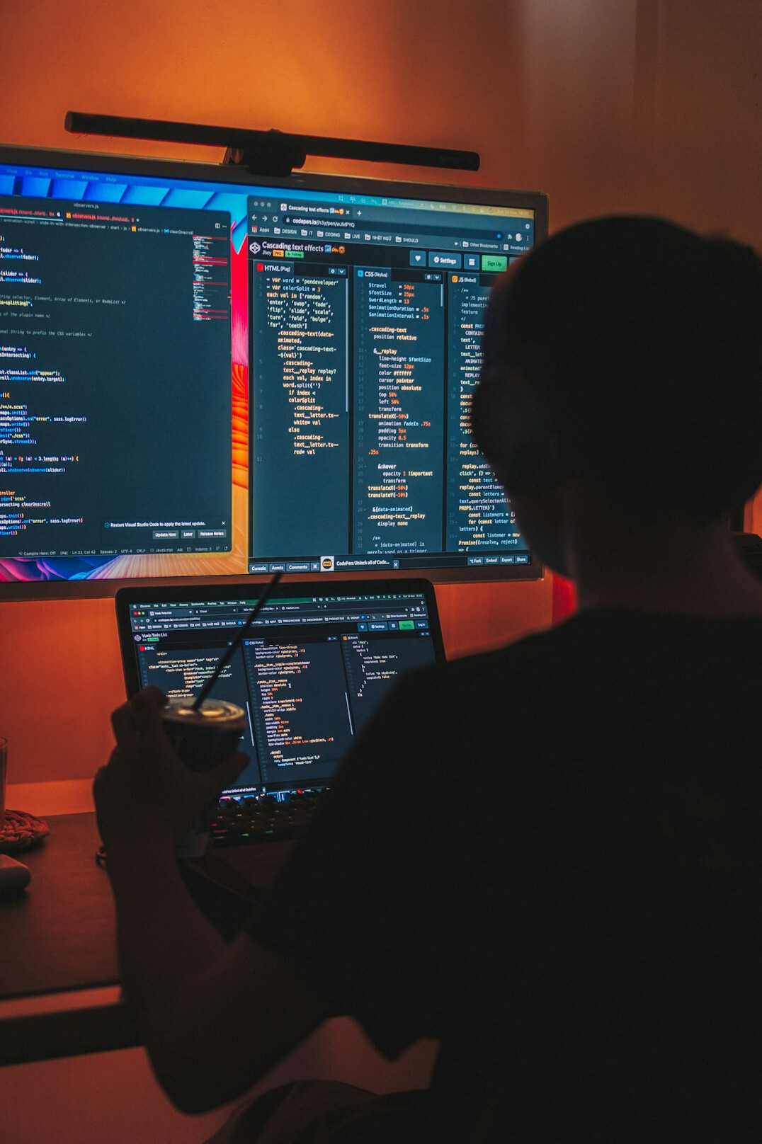 student studying coding online